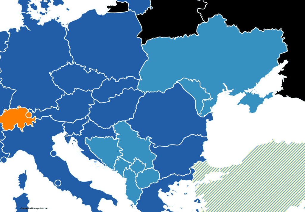 Karta över länderna som ingår i nästa utvidgningsrunda till EU35